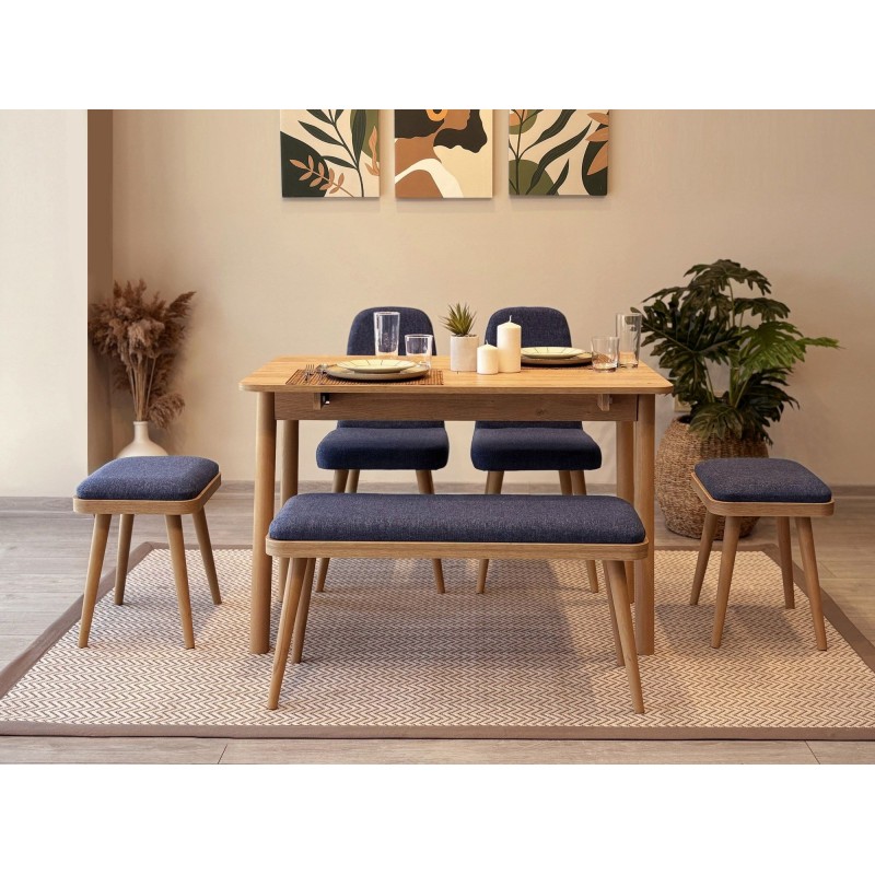 Extendable Dining Table & Chairs Set (6 Pieces) Vina Mini 03 1048 - Oak, Dark Blue Oak
Dark Blue