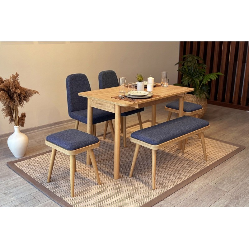 Extendable Dining Table & Chairs Set (6 Pieces) Vina Mini 03 1048 - Oak, Dark Blue Oak
Dark Blue