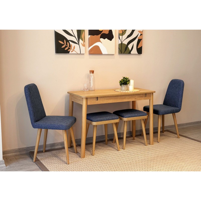 Extendable Dining Table & Chairs Set (6 Pieces) Vina Mini 03 1048 - Oak, Dark Blue Oak
Dark Blue