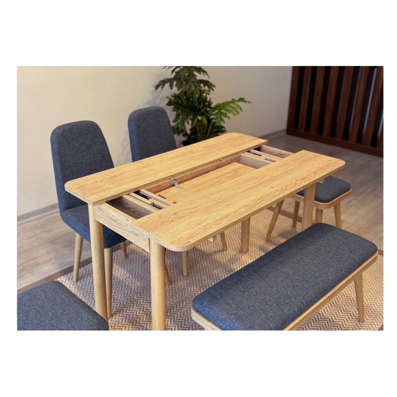 Extendable Dining Table & Chairs Set (6 Pieces) Vina Mini 03 1048 - Oak, Dark Blue Oak
Dark Blue