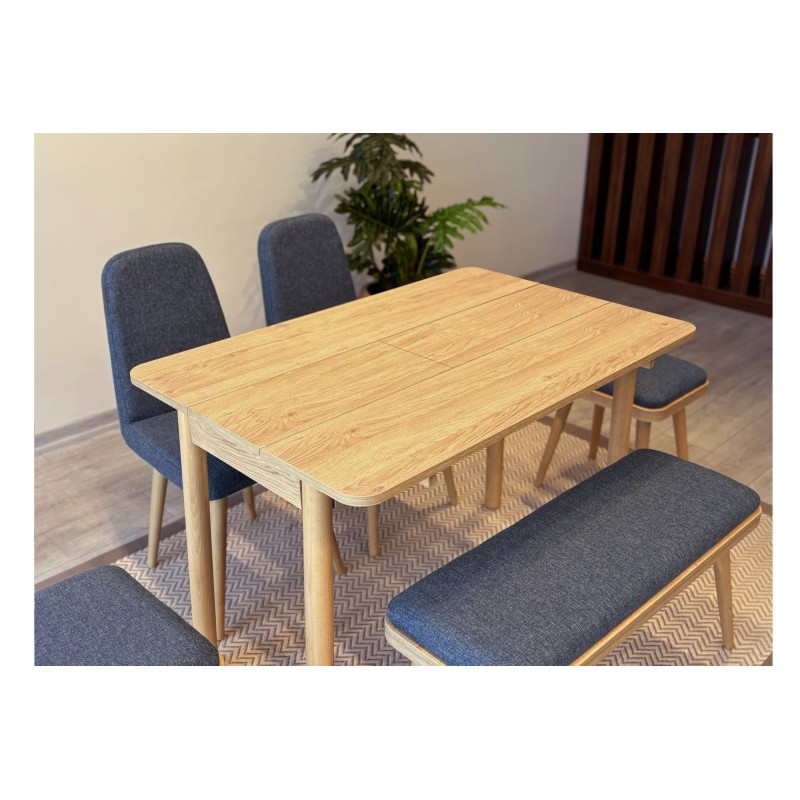 Extendable Dining Table & Chairs Set (6 Pieces) Vina Mini 03 1048 - Oak, Dark Blue Oak
Dark Blue