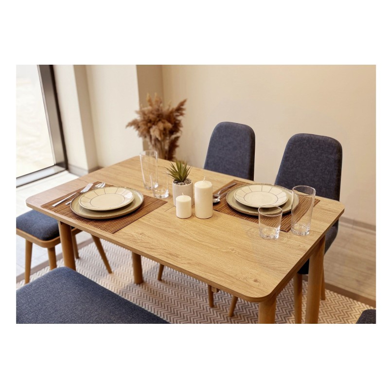 Extendable Dining Table & Chairs Set (6 Pieces) Vina Mini 03 1048 - Oak, Dark Blue Oak
Dark Blue