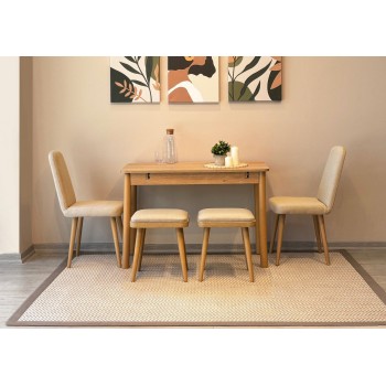 Extendable Dining Table & Chairs Set (6 Pieces) Vina Mini 03 1005 - Oak, Cream Oak
Cream