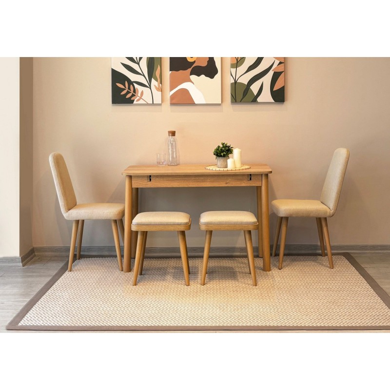 Extendable Dining Table & Chairs Set (6 Pieces) Vina Mini 03 1005 - Oak, Cream Oak
Cream