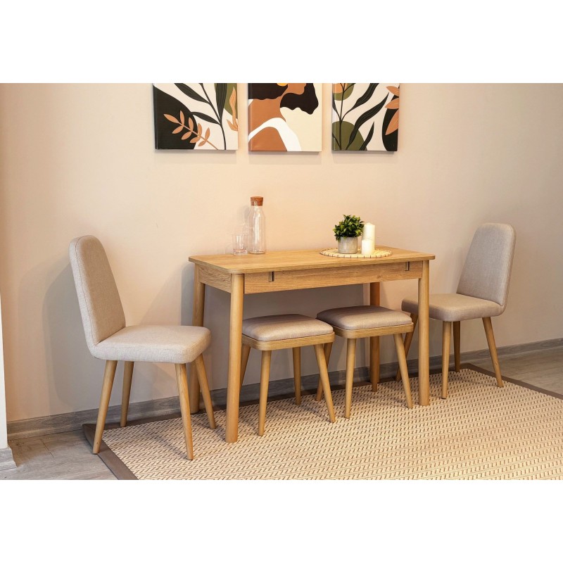 Extendable Dining Table & Chairs Set (6 Pieces) Vina Mini 03 1005 - Oak, Cream Oak
Cream