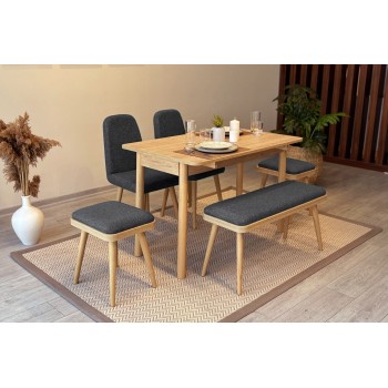 Extendable Dining Table & Chairs Set (6 Pieces) Vina Mini 03 1053 - Oak, Anthracite Oak
Anthracite