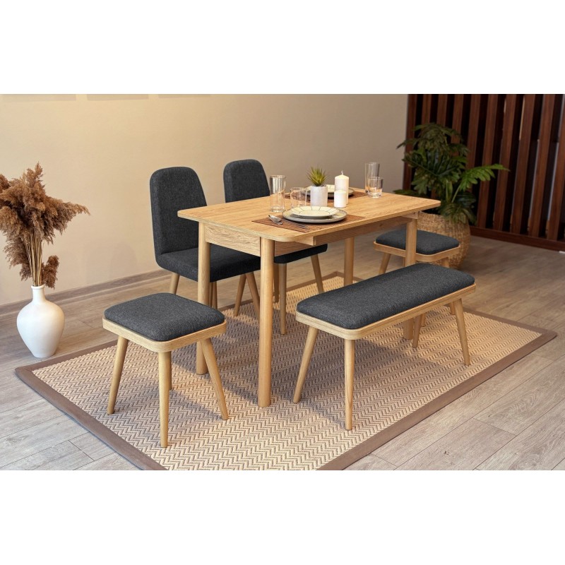 Extendable Dining Table & Chairs Set (6 Pieces) Vina Mini 03 1053 - Oak, Anthracite Oak
Anthracite