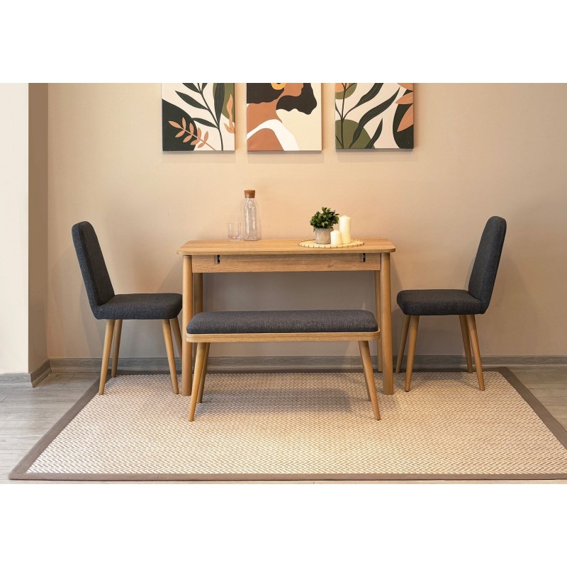 Extendable Dining Table & Chairs Set (6 Pieces) Vina Mini 03 1053 - Oak, Anthracite Oak
Anthracite