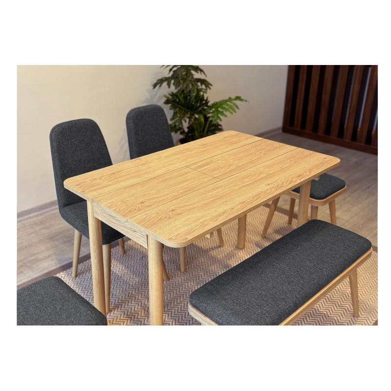 Extendable Dining Table & Chairs Set (6 Pieces) Vina Mini 03 1053 - Oak, Anthracite Oak
Anthracite