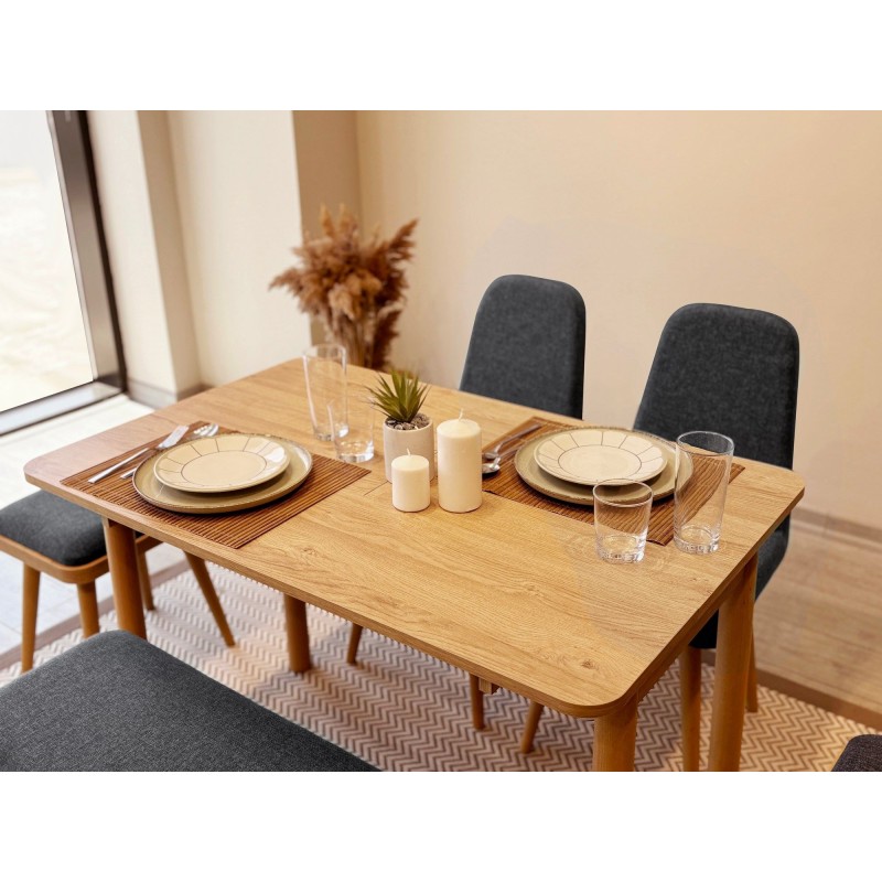 Extendable Dining Table & Chairs Set (6 Pieces) Vina Mini 03 1053 - Oak, Anthracite Oak
Anthracite