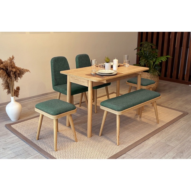 Extendable Dining Table & Chairs Set (6 Pieces) Vina Mini 03 1070 - Oak, Green Oak
Green