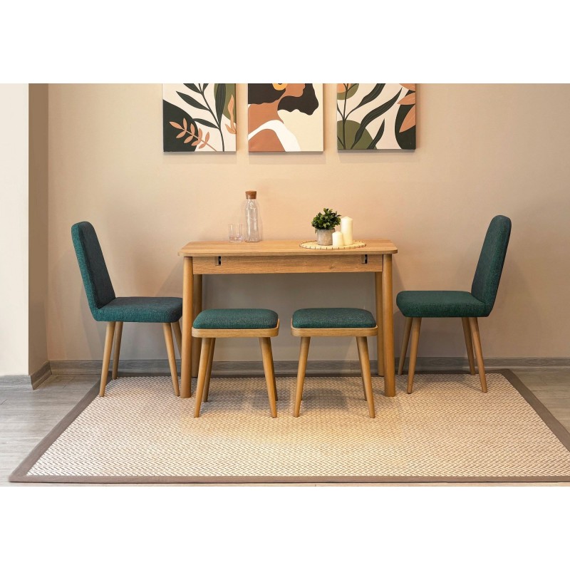 Extendable Dining Table & Chairs Set (6 Pieces) Vina Mini 03 1070 - Oak, Green Oak
Green