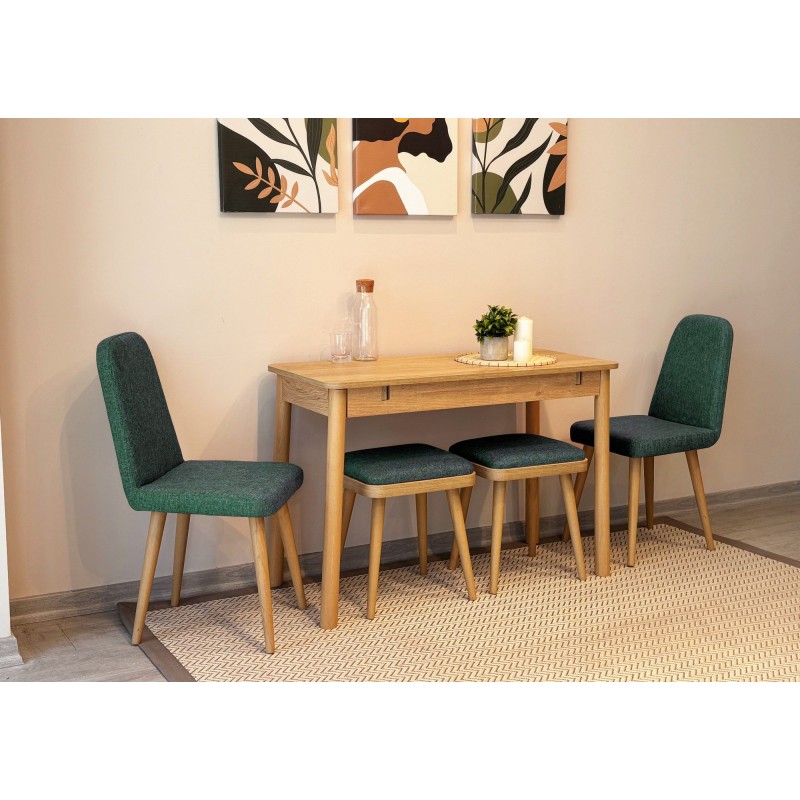 Extendable Dining Table & Chairs Set (6 Pieces) Vina Mini 03 1070 - Oak, Green Oak
Green