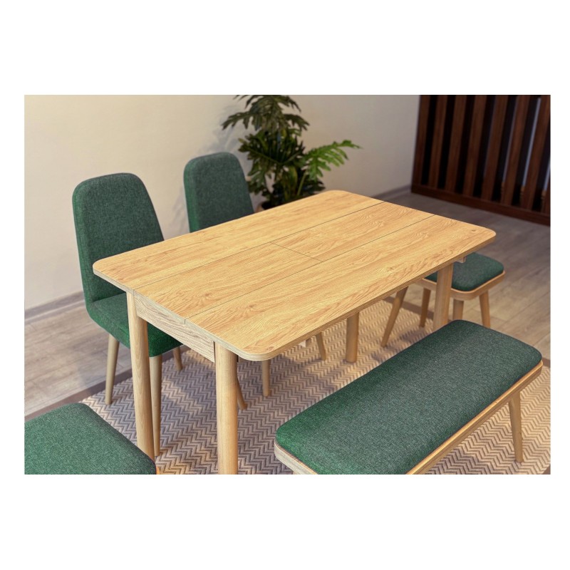 Extendable Dining Table & Chairs Set (6 Pieces) Vina Mini 03 1070 - Oak, Green Oak
Green