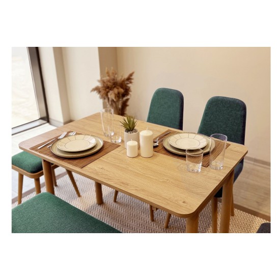 Extendable Dining Table & Chairs Set (6 Pieces) Vina Mini 03 1070 - Oak, Green Oak
Green