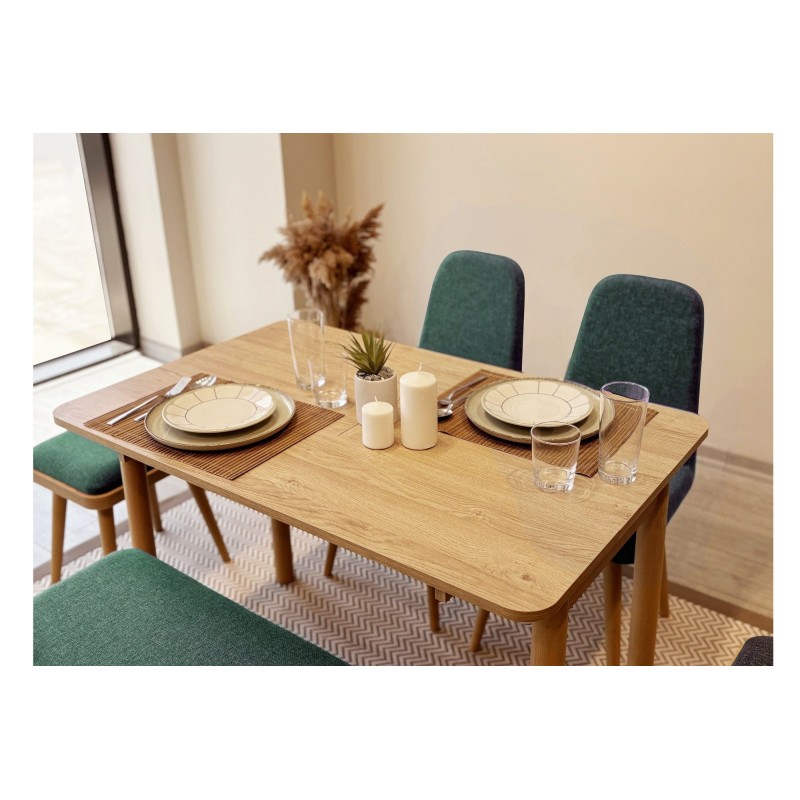 Extendable Dining Table & Chairs Set (6 Pieces) Vina Mini 03 1070 - Oak, Green Oak
Green