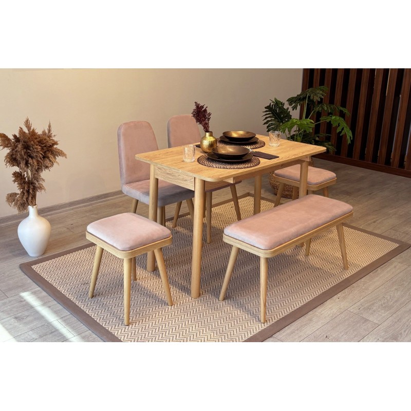 Extendable Dining Table & Chairs Set (6 Pieces) Vina Mini 03 0900 - Oak, Stone Oak
Stone