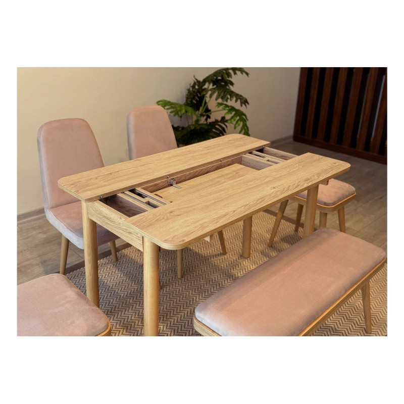 Extendable Dining Table & Chairs Set (6 Pieces) Vina Mini 03 0900 - Oak, Stone Oak
Stone