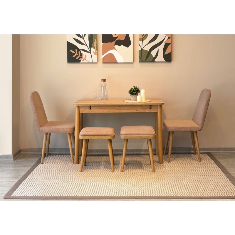 Extendable Dining Table & Chairs Set (6 Pieces) Vina Mini 03 0900 - Oak, Stone Oak
Stone