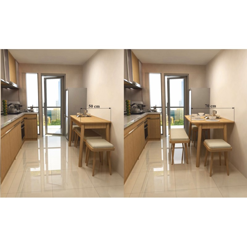 Extendable Dining Table & Chairs Set (6 Pieces) Vina Mini 03 0900 - Oak, Stone Oak
Stone