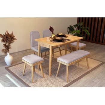 Extendable Dining Table & Chairs Set (6 Pieces) Vina Mini 03 0701 - Oak, Soho Grey Oak
Soho Grey