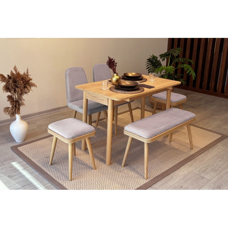Extendable Dining Table & Chairs Set (6 Pieces) Vina Mini 03 0701 - Oak, Soho Grey Oak
Soho Grey