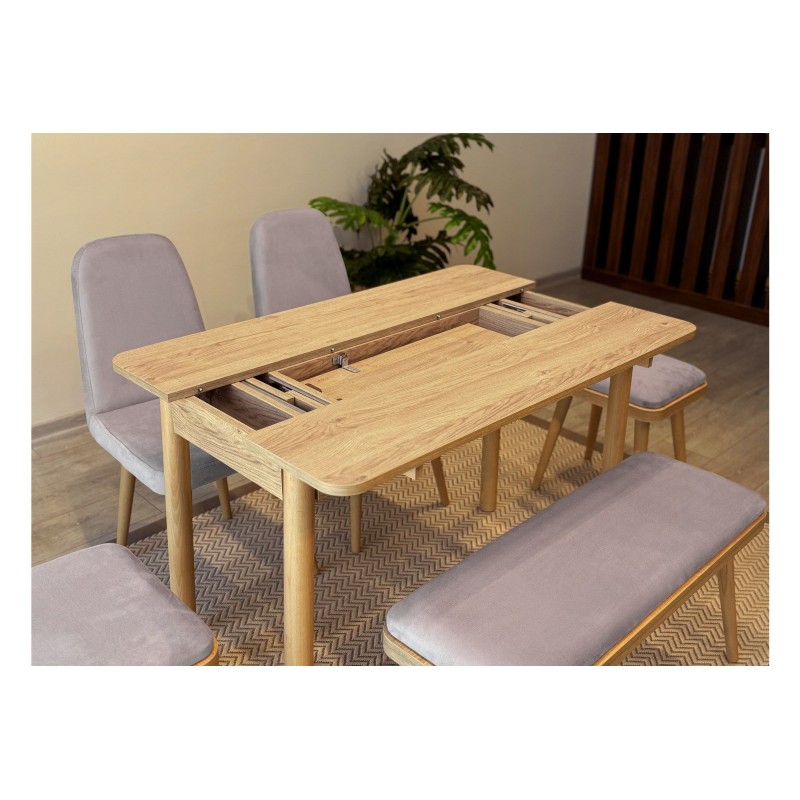 Extendable Dining Table & Chairs Set (6 Pieces) Vina Mini 03 0701 - Oak, Soho Grey Oak
Soho Grey