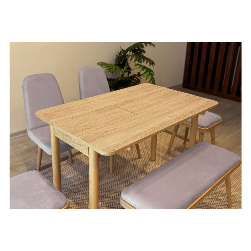 Extendable Dining Table & Chairs Set (6 Pieces) Vina Mini 03 0701 - Oak, Soho Grey Oak
Soho Grey