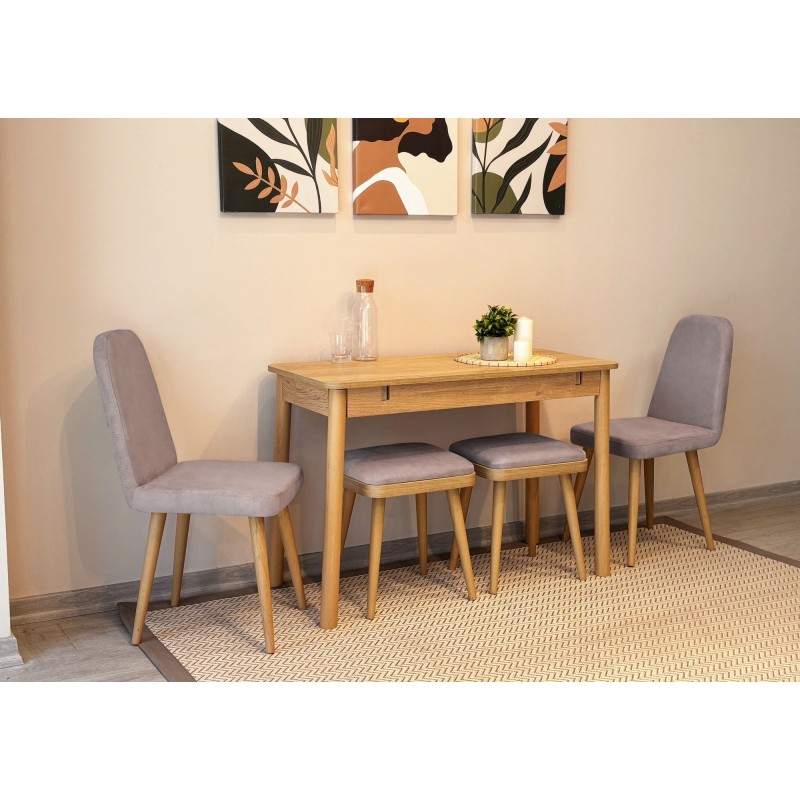 Extendable Dining Table & Chairs Set (6 Pieces) Vina Mini 03 0701 - Oak, Soho Grey Oak
Soho Grey