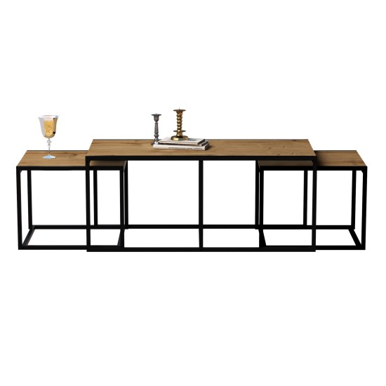 Τραπέζι σαλονιού - Gigante - Χρώμα Δρυς & Μαύρο - 120x60x50εκ Τραπέζι σαλονιού - Gigante - Χρώμα Δρυς & Μαύρο - 120x60x50εκ
