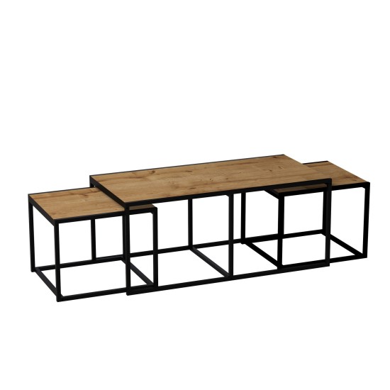 Τραπέζι σαλονιού - Gigante - Χρώμα Δρυς & Μαύρο - 120x60x50εκ Τραπέζι σαλονιού - Gigante - Χρώμα Δρυς & Μαύρο - 120x60x50εκ