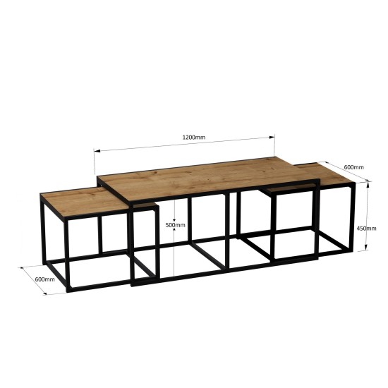 Τραπέζι σαλονιού - Gigante - Χρώμα Δρυς & Μαύρο - 120x60x50εκ Τραπέζι σαλονιού - Gigante - Χρώμα Δρυς & Μαύρο - 120x60x50εκ
