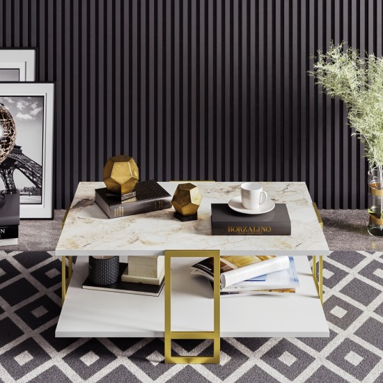 Coffee Table Polka - White Gold
White Coffee Table Polka - White Gold
White
