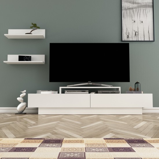 Έπιπλο Τηλεόρασης Lucca TV - Χρώμα Λευκό - 180x31x40εκ