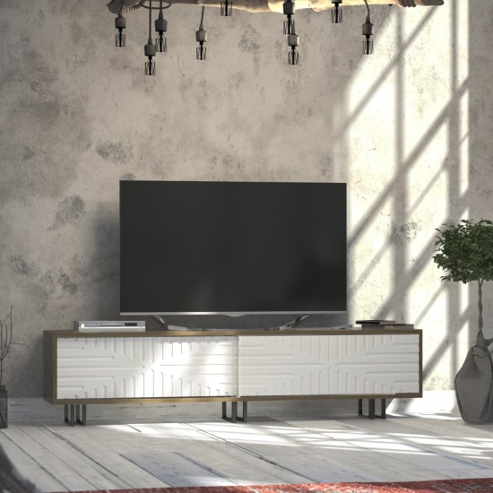 Έπιπλο Τηλεόρασης Askal -180x35x47,4εκ - Χρώμα Δρυς Λευκό Έπιπλο Τηλεόρασης Askal -180x35x47,4εκ - Χρώμα Δρυς Λευκό