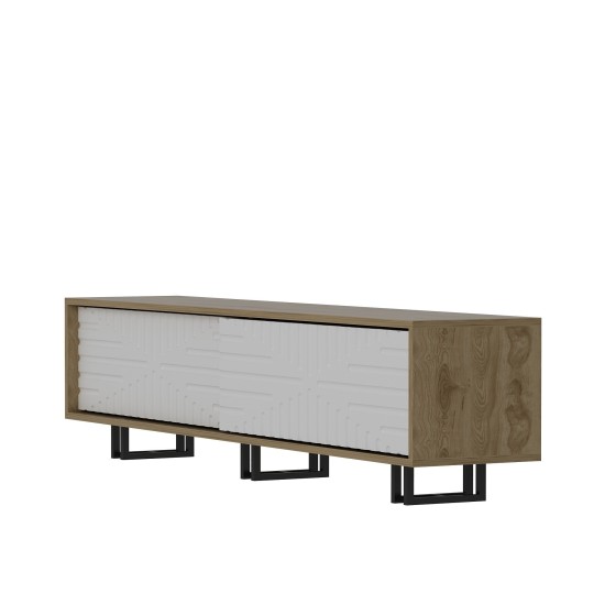 Έπιπλο Τηλεόρασης Askal -180x35x47,4εκ - Χρώμα Δρυς Λευκό Έπιπλο Τηλεόρασης Askal -180x35x47,4εκ - Χρώμα Δρυς Λευκό