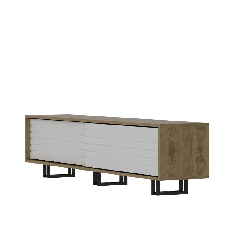Έπιπλο Τηλεόρασης Askal -180x35x47,4εκ - Χρώμα  Δρυς Λευκό