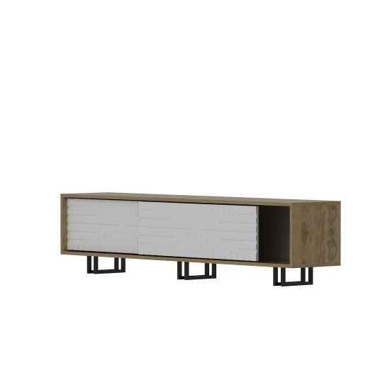 Έπιπλο Τηλεόρασης Askal -180x35x47,4εκ - Χρώμα Δρυς Λευκό Έπιπλο Τηλεόρασης Askal -180x35x47,4εκ - Χρώμα Δρυς Λευκό