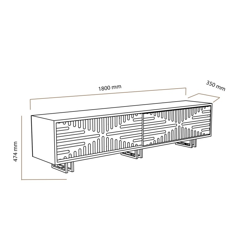 Έπιπλο Τηλεόρασης Askal -180x35x47,4εκ - Χρώμα  Δρυς Λευκό