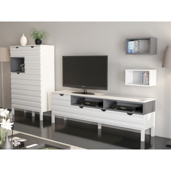 Σύνθεση Τηλεόρασης - Adel - Χρώμα White Anthracite - 180x35x54εκ