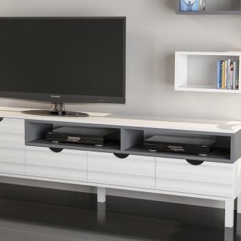 Σύνθεση Τηλεόρασης - Adel - Χρώμα White Anthracite - 180x35x54εκ