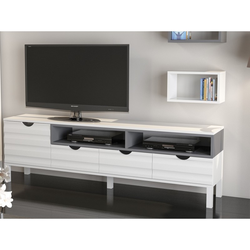 Σύνθεση Τηλεόρασης - Adel - Χρώμα White Anthracite - 180x35x54εκ