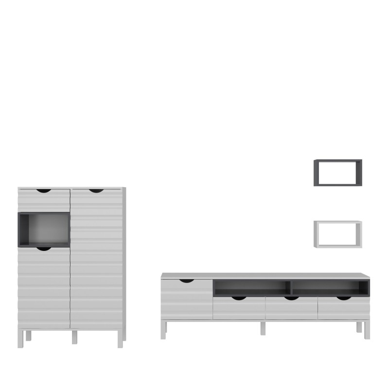 Σύνθεση Τηλεόρασης - Adel - Χρώμα White Anthracite - 180x35x54εκ