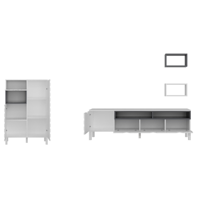 Σύνθεση Τηλεόρασης - Adel - Χρώμα White Anthracite - 180x35x54εκ