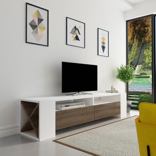 TV Stand Sosruko - White, Walnut Walnut
White TV Stand Sosruko - White, Walnut Walnut
White