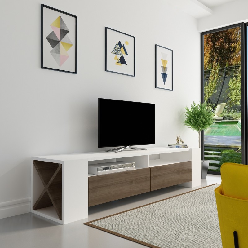 TV Stand Sosruko - White, Walnut Walnut
White