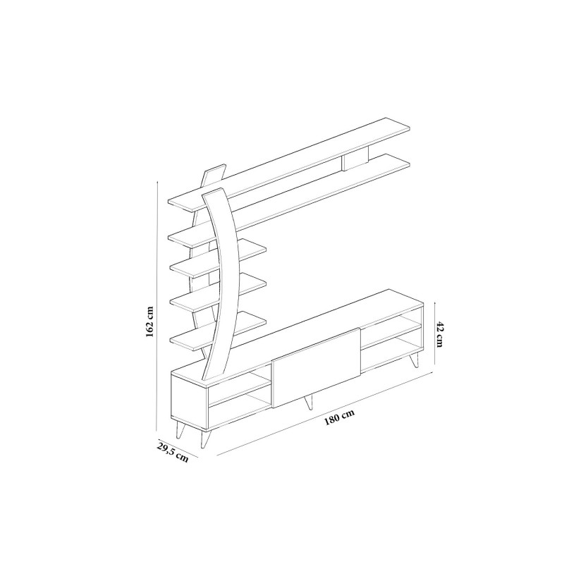 Σύνθεση Τηλεόρασης - Duru - Χρώμα Λευκό - 180x29,5x162εκ