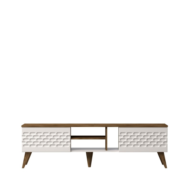 Έπιπλο Τηλεόρασης Egg - Χρώμα Λευκό Καρυδί - 180x35x53εκ