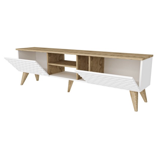 Έπιπλο Τηλεόρασης Egg - Χρώμα Λευκό Καρυδί - 180x35x53εκ