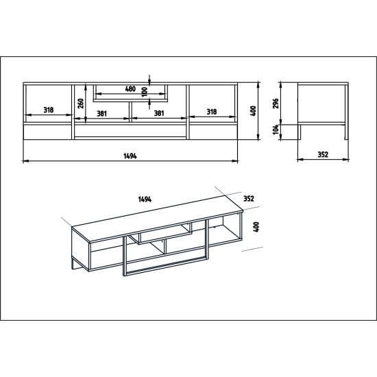 TV Stand Asal (150) - White, Black White
Black
